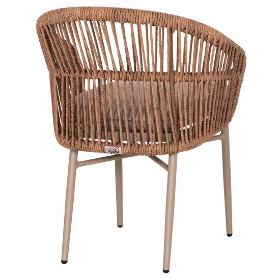 Πολυθρονα αλουμινιου orin hm6265.03 καπουτσινο- p.e.rattan σε φυσικο 58x61x75υεκ. **