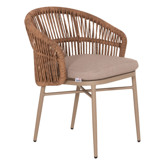 Πολυθρονα αλουμινιου orin hm6265.03 καπουτσινο- p.e.rattan σε φυσικο 58x61x75υεκ. **