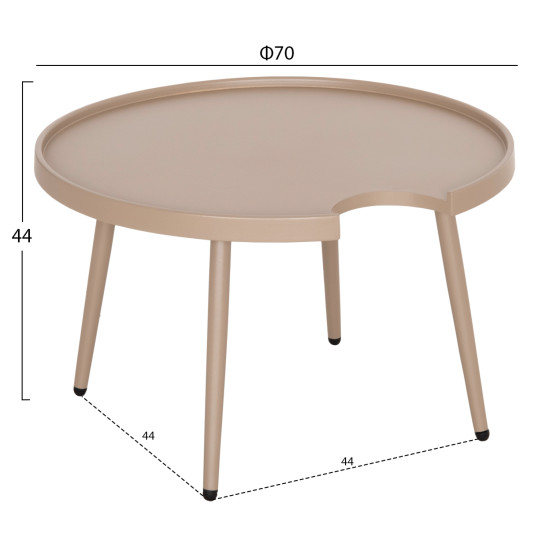 Τραπεζι μεσησ στρογγυλο εξ.χωρου teroc hm6434.03 αλουμινιο καπουτσινο φ70x44υεκ **