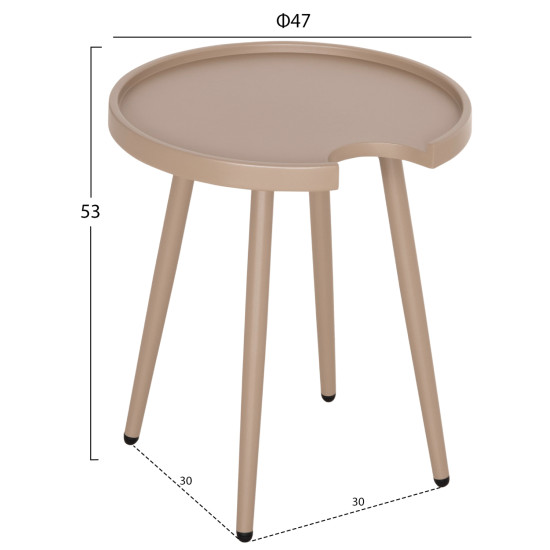 Τραπεζι βοηθητικο στρογγυλο εξ.χωρου teroc hm6433.03 αλουμινιο καπουτσινο φ47x53υεκ **