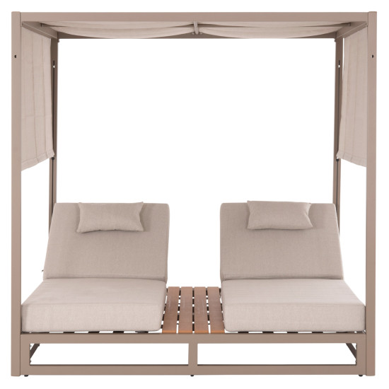 Διπλη ξαπλωστρα αλουμινιου παραλιασ με σκιαστρο gallant hm6097.04 καπουτσινο 2x2x2μ **