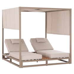 Διπλη ξαπλωστρα αλουμινιου παραλιασ με σκιαστρο gallant hm6097.04 καπουτσινο 2x2x2μ **