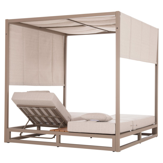 Διπλη ξαπλωστρα αλουμινιου παραλιασ με σκιαστρο gallant hm6097.04 καπουτσινο 2x2x2μ **