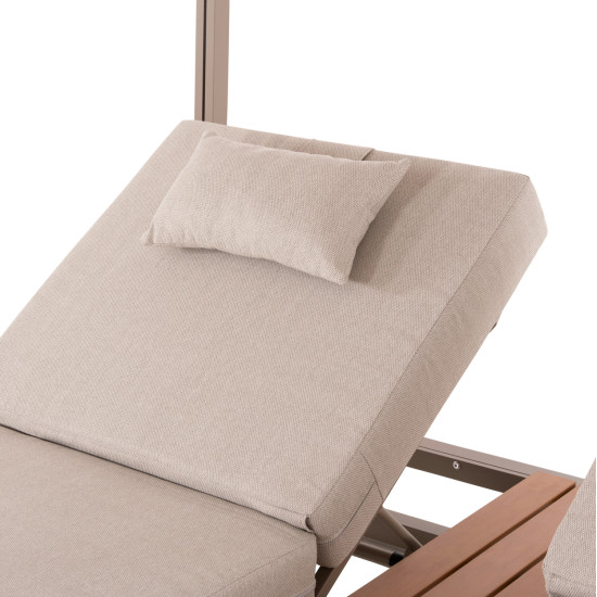 Διπλη ξαπλωστρα αλουμινιου παραλιασ με σκιαστρο gallant hm6097.04 καπουτσινο 2x2x2μ **