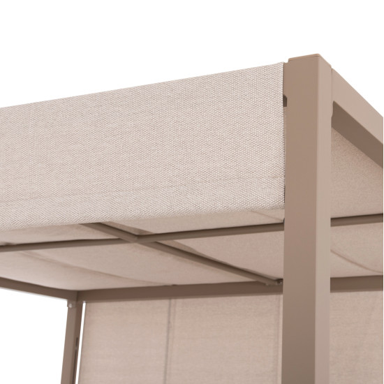 Διπλη ξαπλωστρα αλουμινιου παραλιασ με σκιαστρο gallant hm6097.04 καπουτσινο 2x2x2μ **