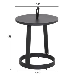 Τραπεζι βοηθητικο εξ.χωρου mino hm6432.01 αλουμινιο & σχοινι γκρι φ47x53υεκ **