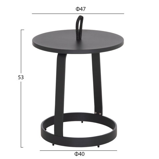 Τραπεζι βοηθητικο εξ.χωρου mino hm6432.01 αλουμινιο & σχοινι γκρι φ47x53υεκ **