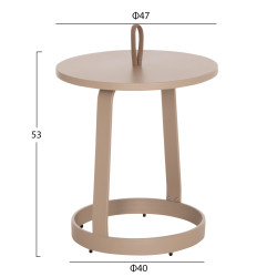 Τραπεζι βοηθητικο εξ.χωρου mino hm6432.03 αλουμινιο & σχοινι καπουτσινο φ47x53υεκ **