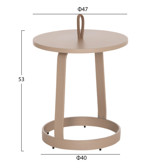 Τραπεζι βοηθητικο εξ.χωρου mino hm6432.03 αλουμινιο & σχοινι καπουτσινο φ47x53υεκ **