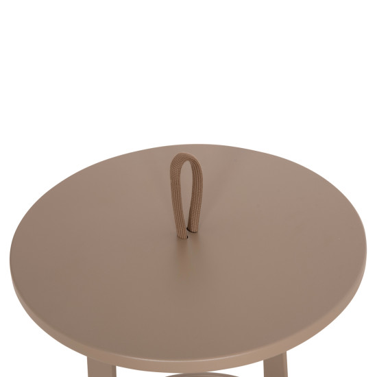 Τραπεζι βοηθητικο εξ.χωρου mino hm6432.03 αλουμινιο & σχοινι καπουτσινο φ47x53υεκ **