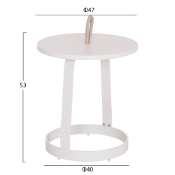 Τραπεζι βοηθητικο εξ.χωρου mino hm6432.02 αλουμινιο λευκο & σχοινι μπεζ φ47x53υεκ **