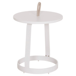 Τραπεζι βοηθητικο εξ.χωρου mino hm6432.02 αλουμινιο λευκο & σχοινι μπεζ φ47x53υεκ **