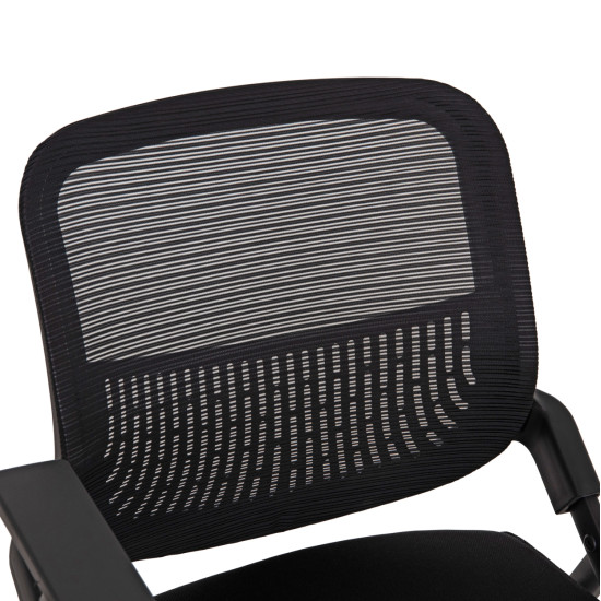 ΚΑΡΕΚΛΑ ΣΥΝΕΔΡΙΟΥ ΠΤΥΣΣΟΜΕΝΗ ΜΕ ΑΝΑΛΟΓΙΟ DENO HM1209.01 MESH ΥΦΑΣΜΑ ΜΑΥΡΟ 65x63x82Υεκ. - 2τεμ **