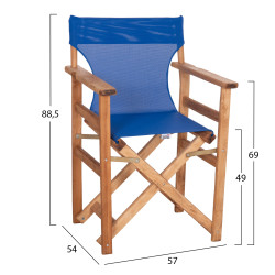 Πολυθρονα σκηνοθετη με πανι textilene μπλε λημνοσ hm10543.01 ξυλο οξιασ 57x54x88,5υεκ **