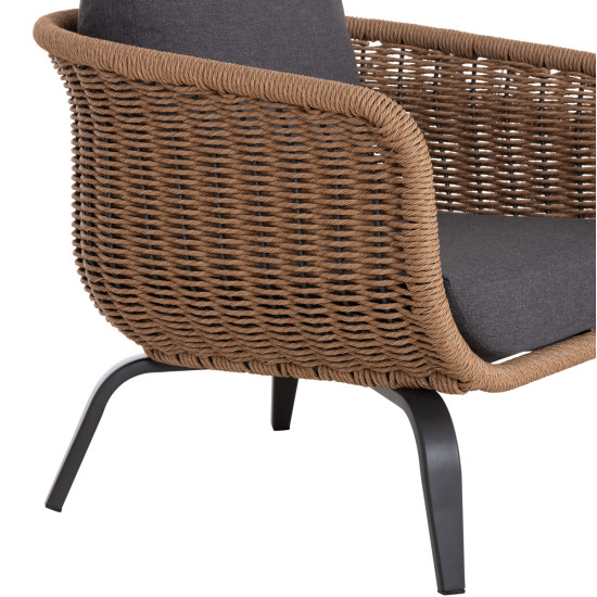 Σετ σαλονι 5τμχ stern hm6555.01 γκρι αλουμινιο & olefin--twist wicker σε φυσικο **