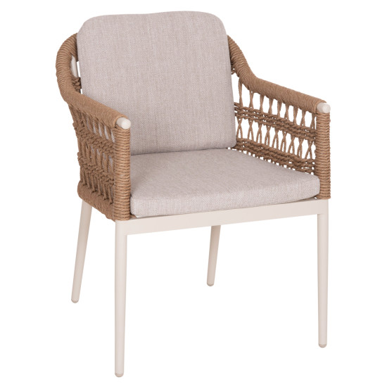 ΠΟΛΥΘΡΟΝΑ BOXER HM6556.02 ΑΛΟΥΜΙΝΙΟ & OLEFIN ΜΠΕΖ-TWIST WICKER 58x60x80Yεκ - 2τεμ **