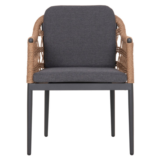 ΠΟΛΥΘΡΟΝΑ BOXER HM6556.01 ΑΛΟΥΜΙΝΙΟ & OLEFIN ΓΚΡΙ-TWIST WICKER 58x60x80Yεκ - 2τεμ **
