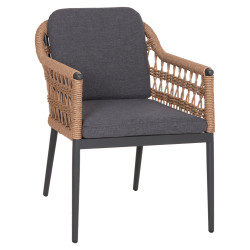 ΠΟΛΥΘΡΟΝΑ BOXER HM6556.01 ΑΛΟΥΜΙΝΙΟ & OLEFIN ΓΚΡΙ-TWIST WICKER 58x60x80Yεκ - 2τεμ **