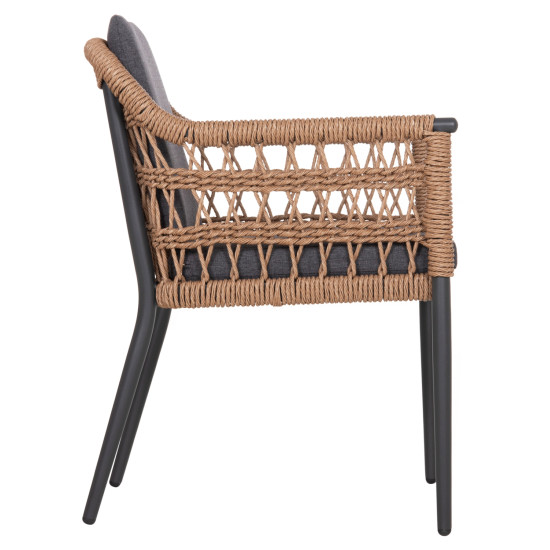 ΠΟΛΥΘΡΟΝΑ BOXER HM6556.01 ΑΛΟΥΜΙΝΙΟ & OLEFIN ΓΚΡΙ-TWIST WICKER 58x60x80Yεκ - 2τεμ **