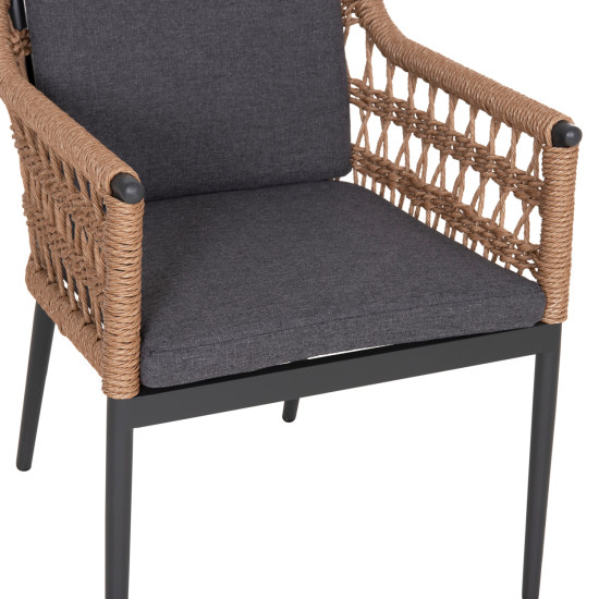 ΠΟΛΥΘΡΟΝΑ BOXER HM6556.01 ΑΛΟΥΜΙΝΙΟ & OLEFIN ΓΚΡΙ-TWIST WICKER 58x60x80Yεκ - 2τεμ **