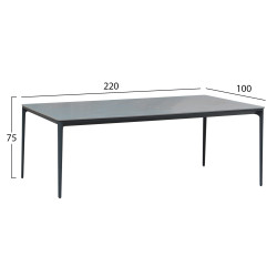 Τραπεζι τραπεζαριασ stad hm6558.01 γκρι αλουμινιο & sintered stone top 220x100x74υεκ **