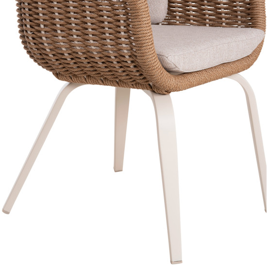 ΠΟΛΥΘΡΟΝΑ VICTUS HM6559.02 ΑΛΟΥΜΙΝΙΟ & OLEFIN ΜΠΕΖ-TWIST WICKER 60x62x76Yεκ - 2τεμ **