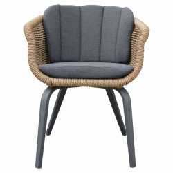 ΠΟΛΥΘΡΟΝΑ VICTUS HM6559.01 ΑΛΟΥΜΙΝΙΟ & OLEFIN ΓΚΡΙ-TWIST WICKER 60x62x76Yεκ - 2τεμ **