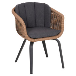ΠΟΛΥΘΡΟΝΑ VICTUS HM6559.01 ΑΛΟΥΜΙΝΙΟ & OLEFIN ΓΚΡΙ-TWIST WICKER 60x62x76Yεκ - 2τεμ **
