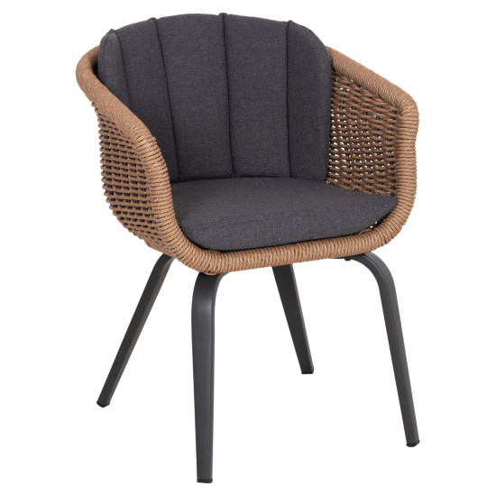 ΠΟΛΥΘΡΟΝΑ VICTUS HM6559.01 ΑΛΟΥΜΙΝΙΟ & OLEFIN ΓΚΡΙ-TWIST WICKER 60x62x76Yεκ - 2τεμ **