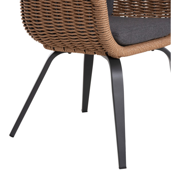 ΠΟΛΥΘΡΟΝΑ VICTUS HM6559.01 ΑΛΟΥΜΙΝΙΟ & OLEFIN ΓΚΡΙ-TWIST WICKER 60x62x76Yεκ - 2τεμ **