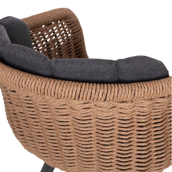 ΠΟΛΥΘΡΟΝΑ VICTUS HM6559.01 ΑΛΟΥΜΙΝΙΟ & OLEFIN ΓΚΡΙ-TWIST WICKER 60x62x76Yεκ - 2τεμ **