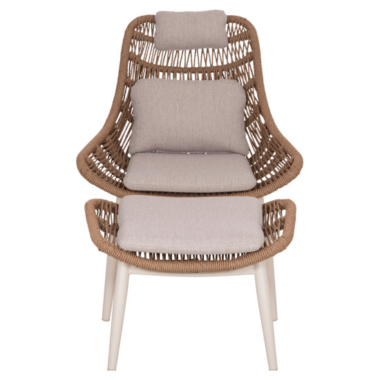 Πολυθρονα lounge με υποποδιο remvazzo hm6561.02 αλουμινιο μπεζ--wicker 90x85x96υεκ **