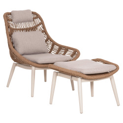 Πολυθρονα lounge με υποποδιο remvazzo hm6561.02 αλουμινιο μπεζ--wicker 90x85x96υεκ **