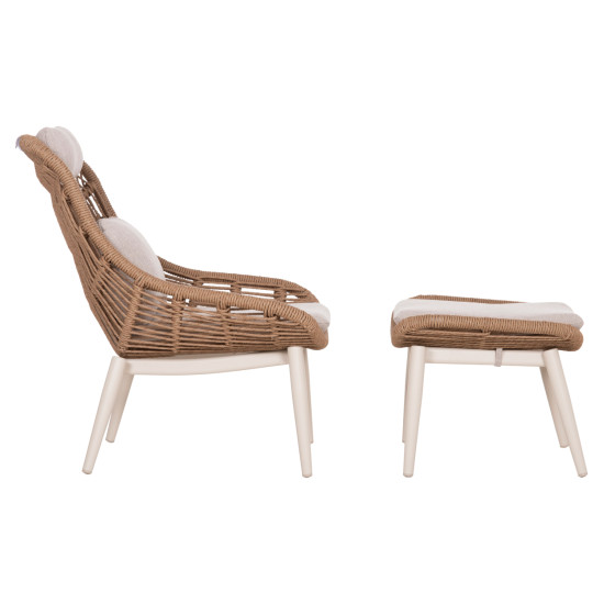 Πολυθρονα lounge με υποποδιο remvazzo hm6561.02 αλουμινιο μπεζ--wicker 90x85x96υεκ **
