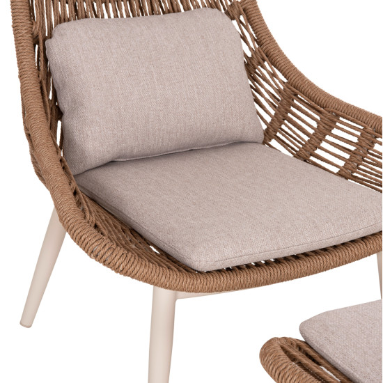 Πολυθρονα lounge με υποποδιο remvazzo hm6561.02 αλουμινιο μπεζ--wicker 90x85x96υεκ **