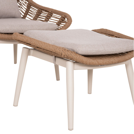 Πολυθρονα lounge με υποποδιο remvazzo hm6561.02 αλουμινιο μπεζ--wicker 90x85x96υεκ **