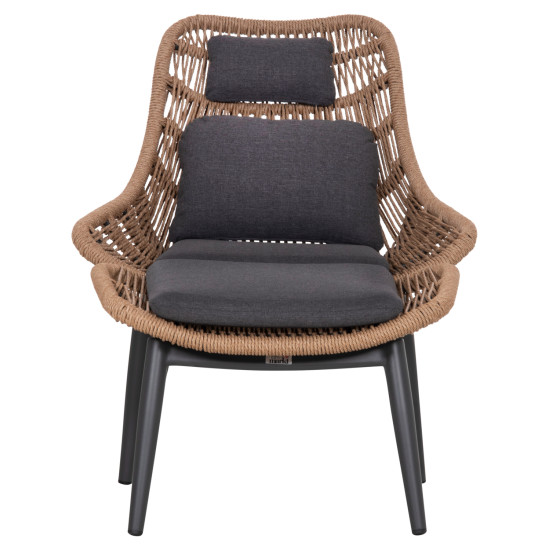 Πολυθρονα lounge με υποποδιο remvazzo hm6561.01 αλουμινιο γκρι--wicker 90x85x96υεκ **