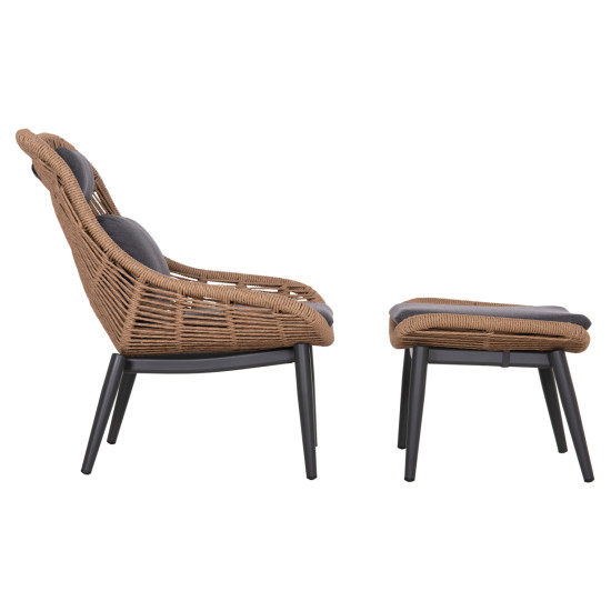 Πολυθρονα lounge με υποποδιο remvazzo hm6561.01 αλουμινιο γκρι--wicker 90x85x96υεκ **