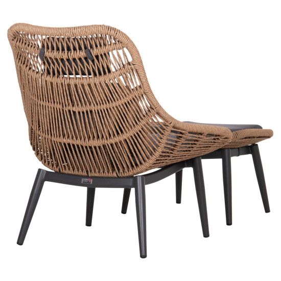 Πολυθρονα lounge με υποποδιο remvazzo hm6561.01 αλουμινιο γκρι--wicker 90x85x96υεκ **