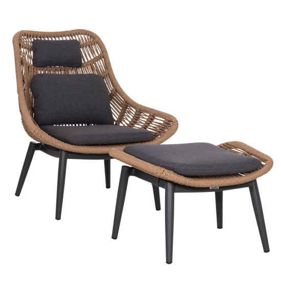 Πολυθρονα lounge με υποποδιο remvazzo hm6561.01 αλουμινιο γκρι--wicker 90x85x96υεκ **