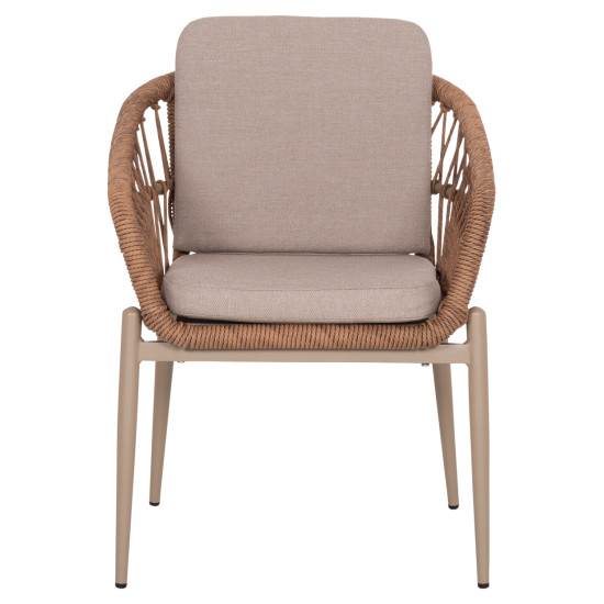 Πολυθρονα αλουμινιου galdin hm6272.03 καπουτσινο-p.e.rattan-μπεζ υφασμα 65x60x76υεκ **
