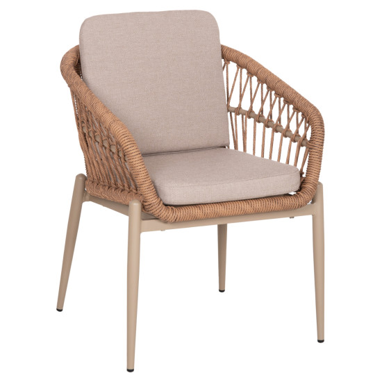 Πολυθρονα αλουμινιου galdin hm6272.03 καπουτσινο-p.e.rattan-μπεζ υφασμα 65x60x76υεκ **