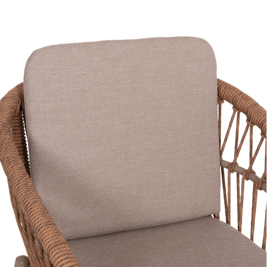 Πολυθρονα αλουμινιου galdin hm6272.03 καπουτσινο-p.e.rattan-μπεζ υφασμα 65x60x76υεκ **