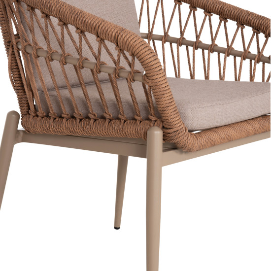 Πολυθρονα αλουμινιου galdin hm6272.03 καπουτσινο-p.e.rattan-μπεζ υφασμα 65x60x76υεκ **