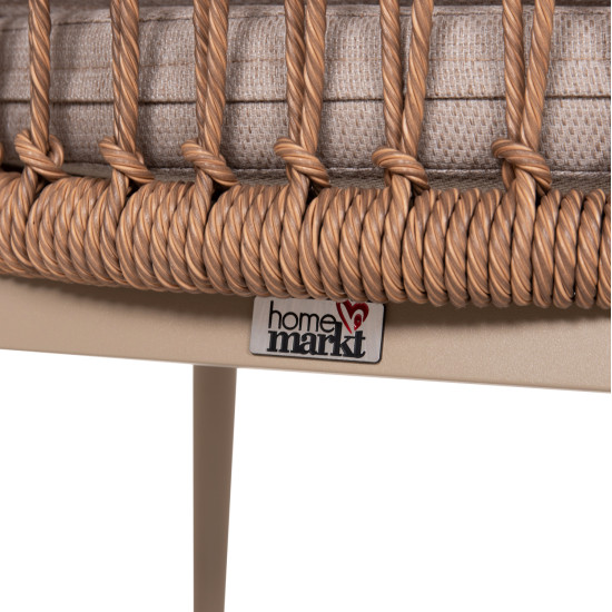 Πολυθρονα αλουμινιου galdin hm6272.03 καπουτσινο-p.e.rattan-μπεζ υφασμα 65x60x76υεκ **