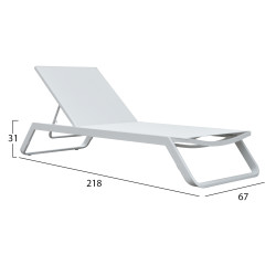 Ξαπλωστρα αλουμινιου marimar hm6562.02 σκελετοσ & textilene λευκο 220x67.5x31.5υεκ **