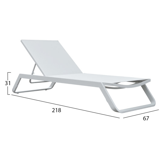 Ξαπλωστρα αλουμινιου marimar hm6562.02 σκελετοσ & textilene λευκο 220x67.5x31.5υεκ **