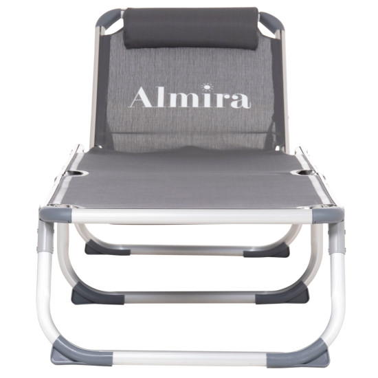 Ξαπλωστρα παραλιασ αλουμινιου βαρ.τυπου almira hm5054.10 γκρι textilene 187x59x78υεκ **