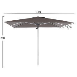 Ομπρελα επαγγελματικη gladell 3x3m hm6604.01 γκρι πανι-ανοδιωμενο αλουμινιο **