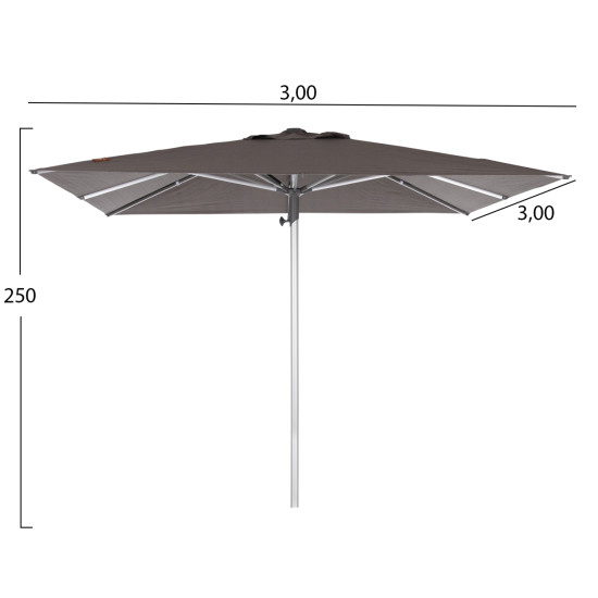 Ομπρελα επαγγελματικη gladell 3x3m hm6604.01 γκρι πανι-ανοδιωμενο αλουμινιο **